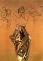 Estudio de cortinas 1900 crayón gouache Art Nouveau checo distintivo Alphonse Mucha